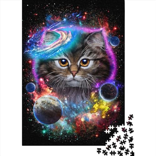 Puzzle „Katze im Weltraum, Kosmos“ 1, interessantes Puzzle zur Stressreduzierung, Premium-Karton, für Erwachsene, Teenager, Ostergeschenke, 70 x 50 cm/1000 Teile von SOQWBYG