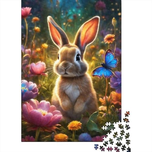 Puzzle 1000 Teile, süßes Osterhäschen-Puzzle, Holzpuzzle für Erwachsene, Schwierigkeitsspiel 1000 Teile (75 x 50 cm) von SOQWBYG