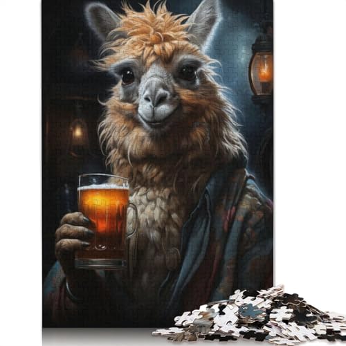 Puzzle 1000 Teile für Erwachsene, Betrunkenes Lama, Puzzle zum Selbermachen, Holzpuzzle, Spielzeug, Heimdekoration, 1000 Teile (75 x 50 cm) von SOQWBYG