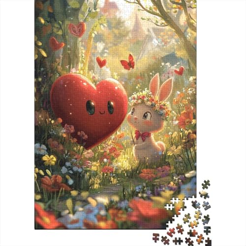 Puzzle 1000 Teile für Erwachsene, süßes Kaninchen-Puzzle, rechteckiges Holzpuzzle, kreatives Geschenk für Freunde und Familie, 1000 Teile (75 x 50 cm) von SOQWBYG