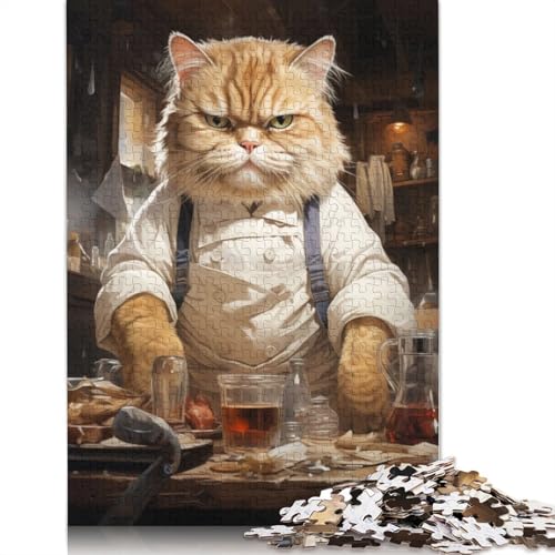 Puzzle 1500 Teile für Erwachsene, großer Fetter Chefkoch und Katze, Lernspielzeug, Puzzle für Weihnachten und Geburtstag, 1500 Teile (85 x 57 cm) von SOQWBYG