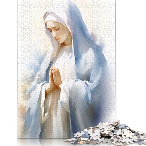 Puzzle 520 Teile, Aquarellmalerei-Puzzle der Jungfrau Maria, Holzpuzzle für Erwachsene, Schwierigkeitsspiel 520 Teile (52 x 38 cm) von SOQWBYG