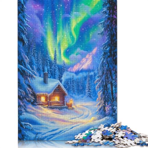 Puzzle 520 Teile „Winter Wonderland Cabin“-Puzzle aus Holz für Erwachsene, Schwierigkeitsspiel 520 Teile (52 x 38 cm) von SOQWBYG