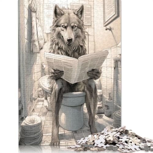 Puzzle 520 Teile für Erwachsene, Wolf auf Toilette, Puzzle, Kunst, DIY-Spiel, Geschenk, Spielzeug, Familienspiel, 520 Teile (52 x 38 cm) von SOQWBYG