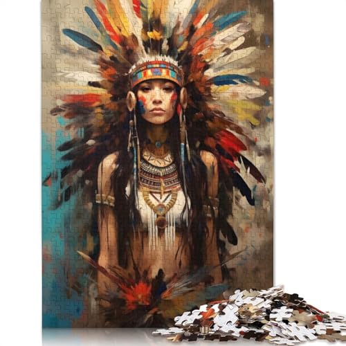 Puzzle 520 Teile für Erwachsene, bemaltes Puzzle-Set mit indianischen Motiven, Spielzeug für Erwachsene, Geschenk, Puzzle für die Wanddekoration zu Hause, 520 Teile (52 x 38 cm) von SOQWBYG