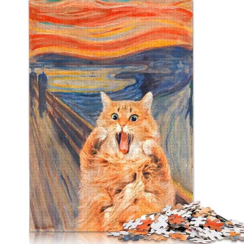 Puzzle für Erwachsene, „The Scream Cat“, 520-teilig, Holzpuzzle für die Heimdekoration, 520 Teile (52 x 38 cm) von SOQWBYG