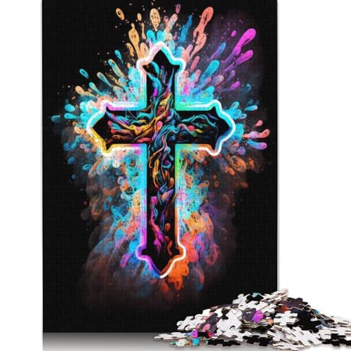 Puzzle für Erwachsene, 1000 Teile, „Kreuz, Aquarellkunst“, Holzpuzzle für Erwachsene, Spiele, Lernspielzeug, 1000 Teile (75 x 50 cm) von SOQWBYG