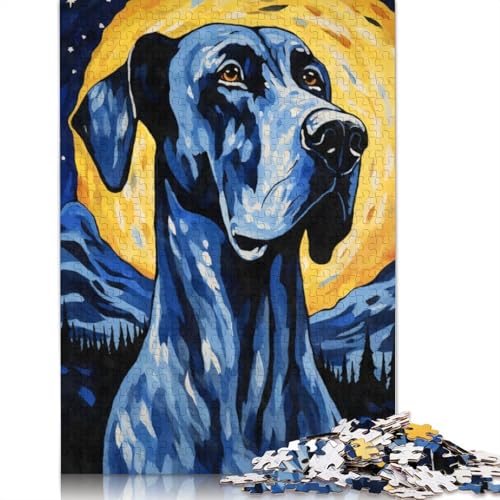 Puzzle für Erwachsene, 1000 Teile, Deutsche Dogge, Sternennacht, kreatives DIY-Puzzle, Holzpuzzle für ab 18 Jahren und Erwachsene, 520 Teile (52 x 38 cm) von SOQWBYG