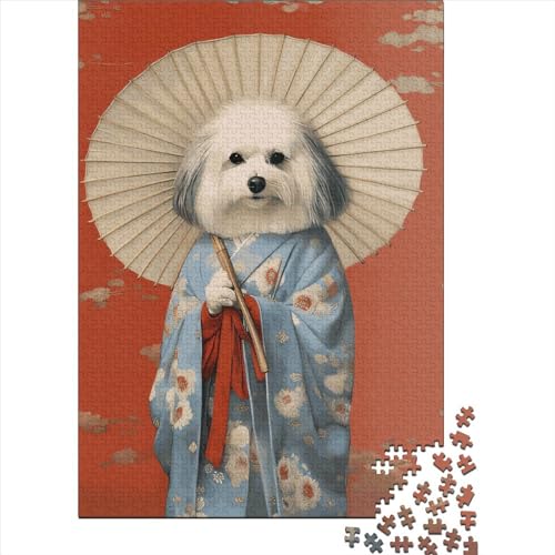 Puzzle für Erwachsene, 1000 Teile, Havaneser-Geisha, Holzpuzzle für Erwachsene, Spiele, Lernspielzeug, 1000 Teile (75 x 50 cm) von SOQWBYG