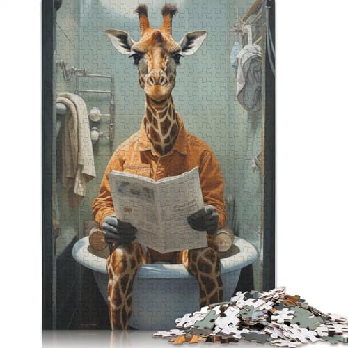 Puzzle für Erwachsene, 1000 Teile, Toiletten-Giraffe, Puzzle, Holzpuzzle für Erwachsene, Spiele, Lernspielzeug, 1000 Teile (75 x 50 cm) von SOQWBYG