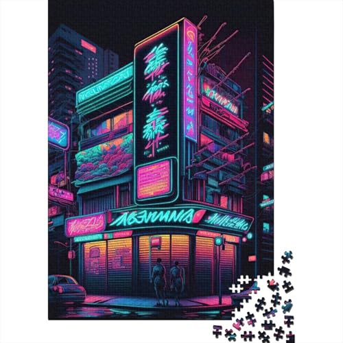 Puzzle für Erwachsene, 1000 Teile, Tokyo Neon, Japanisches Puzzle, Holzpuzzle für Erwachsene, Spiele, Lernspielzeug, 1000 Teile (75 x 50 cm) von SOQWBYG