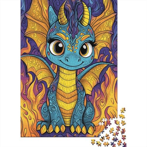 Puzzle für Erwachsene, 1000 Teile, süßer Kleinkinderdrache, kreatives DIY-Puzzle, Holzpuzzle für ab 18 Jahren und Erwachsene, 520 Teile (52 x 38 cm) von SOQWBYG