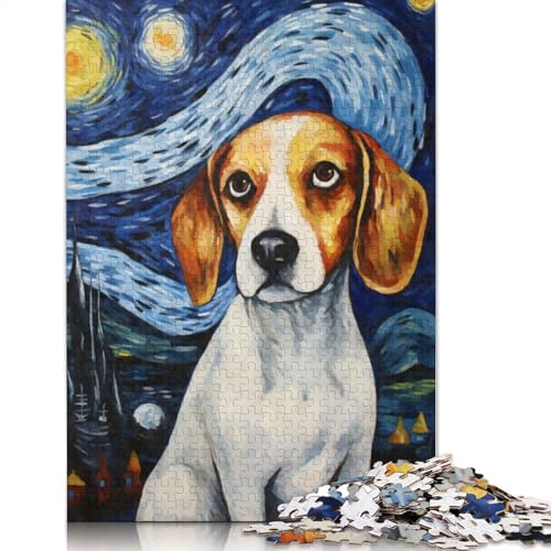 Puzzle für Erwachsene, 1500 Teile, Beagle-Hund, Sternennacht, aus Holz, kreative Kunst, Puzzle, Geschenke, Puzzle für Erwachsene, 1500 Teile (85 x 57 cm) von SOQWBYG