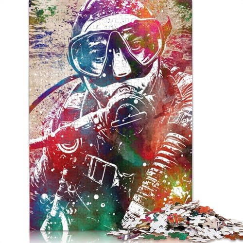 Puzzle für Erwachsene, 1500 Teile, Scuba Diver, Sport-Kunst-Puzzle, Lernspielzeug, Puzzle, Heim-Wanddekoration, 1500 Teile (85 x 57 cm) von SOQWBYG