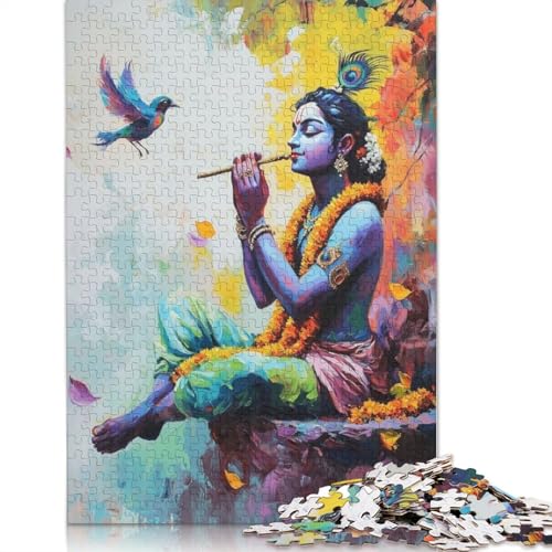 Puzzle für Erwachsene, 520 Teile, „Lord Krishna spielt Flöte“, Puzzle, Kunst, DIY-Spiel, Geschenk, Spielzeug, Familienspiel, 520 Teile (52 x 38 cm) von SOQWBYG