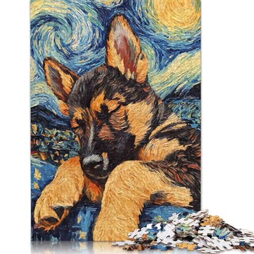 Puzzle für Erwachsene, 520 Teile, Deutscher Schäferhund-Welpe, aus Holz, kreative Kunst, Puzzle, Geschenke, Puzzle für Erwachsene, 520 Teile (52 x 38 cm) von SOQWBYG