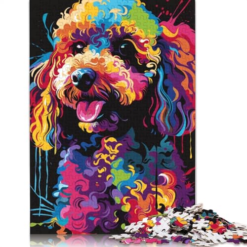 Puzzle für Erwachsene, 520 Teile, Pudel DJ Neon, aus Holz, kreative Kunst, Puzzle, Geschenke, Puzzles für Erwachsene, 520 Teile (52 x 38 cm) von SOQWBYG