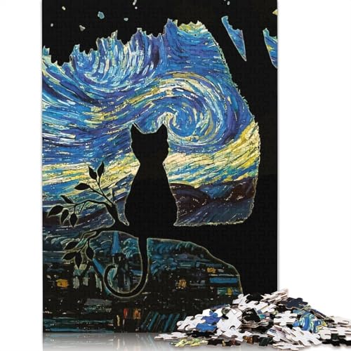 Puzzle für Erwachsene, 520 Teile, Schwarze Katze, Holzpuzzle, Spiele für Erwachsene, Lernspielzeug, 520 Teile (52 x 38 cm) von SOQWBYG