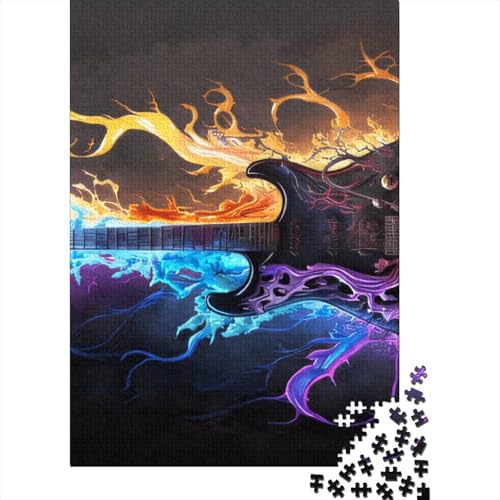 Puzzle für Erwachsene, 520 Teile, lebendiges Blitz-Gitarren-Puzzle, Holzpuzzle für Erwachsene, Spiele, Lernspielzeug, 520 Teile (52 x 38 cm) von SOQWBYG