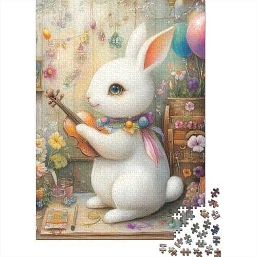 Puzzle für Erwachsene, 520 Teile, süßer Hase, aus Holz, kreative Kunst, Puzzle, Geschenke, Puzzle für Erwachsene, 520 Teile (52 x 38 cm) von SOQWBYG