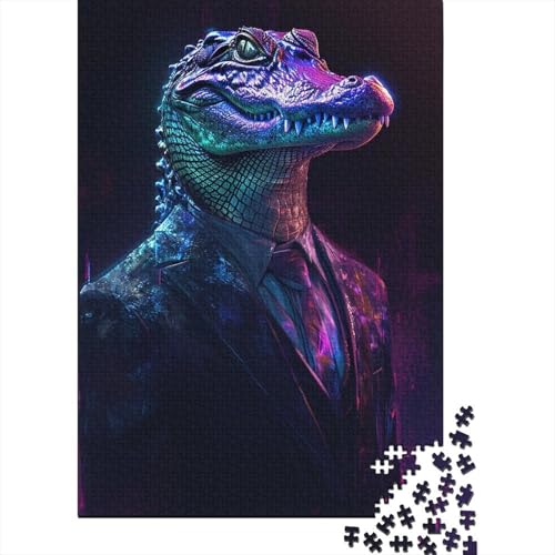 Puzzle für Erwachsene, Alligator-Puzzle, 1000 Teile, kreatives Holzpuzzle, Spielzeug, Dekompressionsspiele, Geschenke, 1000 Teile (75 x 50 cm) von SOQWBYG