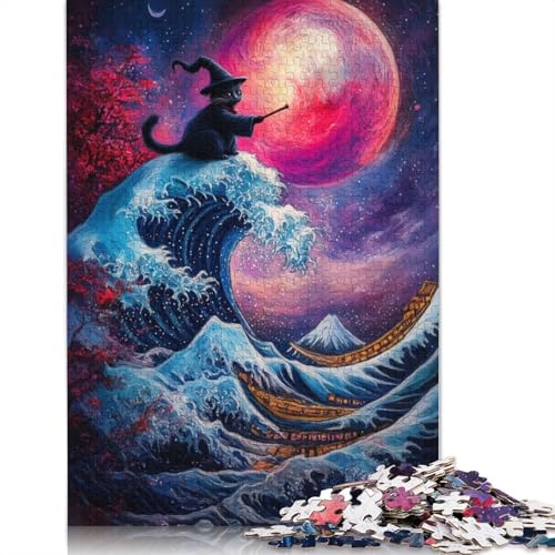 Puzzle für Erwachsene, Der Zauberer-Kater und die große Welle, Puzzle für Erwachsene, Puzzle-Spielzeug, Familienspiele, Puzzle, dekoratives Zuhause, 520 Teile (52 x 38 cm) von SOQWBYG