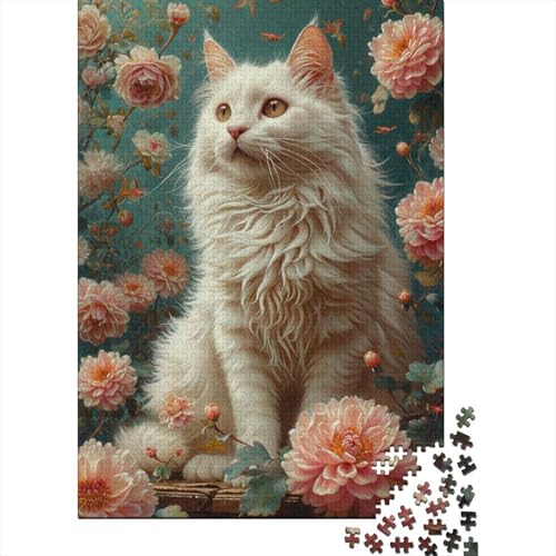 Puzzle für Erwachsene, Katzen- und Blumen-Puzzle, 1500 Teile, kreatives Holzpuzzle, Spielzeug, Dekompressionsspiele, Geschenke, 1500 Teile (85 x 57 cm) von SOQWBYG