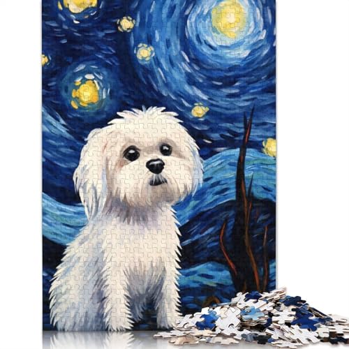 Puzzle für Erwachsene, Malteser-Hund, Sternennacht, 520 Teile, Puzzlespiele, Lernspielzeug, Puzzle für ab 18 Jahren und Erwachsene, 520 Teile (52 x 38 cm) von SOQWBYG