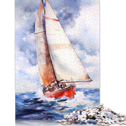 Puzzle für Erwachsene, Segelboot, Kunstpuzzle, 1000 Teile, kreatives Puzzle, geistiges Spielzeug, Zusammenbauspiele, 1000 Teile (75 x 50 cm) von SOQWBYG