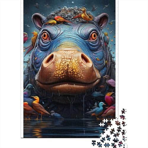 Puzzle für Erwachsene, Tier-Nilpferd, 520 Teile, Puzzlespiele, Lernspielzeug, Puzzle für ab 18 Jahren und Erwachsene, 520 Teile (52 x 38 cm) von SOQWBYG