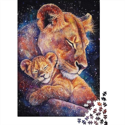 Puzzle für Erwachsene, Tierkunst, Löwe, 520-teiliges kreatives Holzpuzzle, Spielzeug, Dekompressionsspiele, Geschenke, 520 Teile (52 x 38 cm) von SOQWBYG