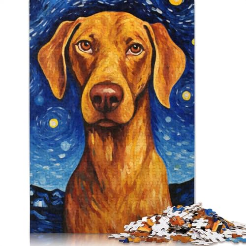 Puzzle für Erwachsene, Vizsla-Hund, Sternennacht, 520 Teile, Puzzlespiele, Lernspielzeug, Puzzle für ab 18 Jahren und Erwachsene, 520 Teile (52 x 38 cm) von SOQWBYG