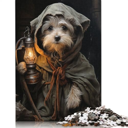 Puzzle für Erwachsene, Zauberer-Hund, 1000 Teile, kreatives Holzpuzzle, Spielzeug, Dekompressionsspiele, Geschenke, 1000 Teile (75 x 50 cm) von SOQWBYG