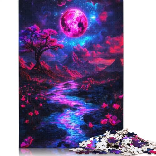 Puzzle für Erwachsene, rosa Mondlandschaft, 1000 Teile, Puzzlespiele, Lernspielzeug, Puzzle für ab 18 Jahren und Erwachsene, 1000 Teile (75 x 50 cm) von SOQWBYG