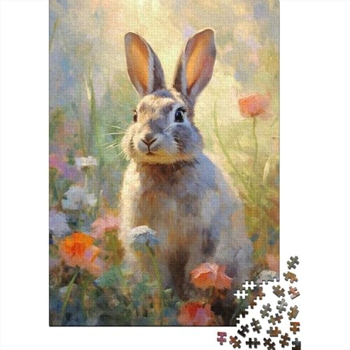 Puzzle für Erwachsene, süßes Osterhäschen, 1000-teiliges kreatives Holzpuzzle, Spielzeug, Dekompressionsspiele, Geschenke, 1000 Teile (75 x 50 cm) von SOQWBYG