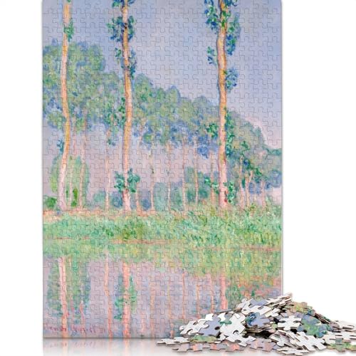 Puzzle für Erwachsene „Claude Monets Pappeln“, 520-teiliges kreatives Holzpuzzle, Spielzeug, Dekompressionsspiele, Geschenke, 520 Teile (52 x 38 cm) von SOQWBYG