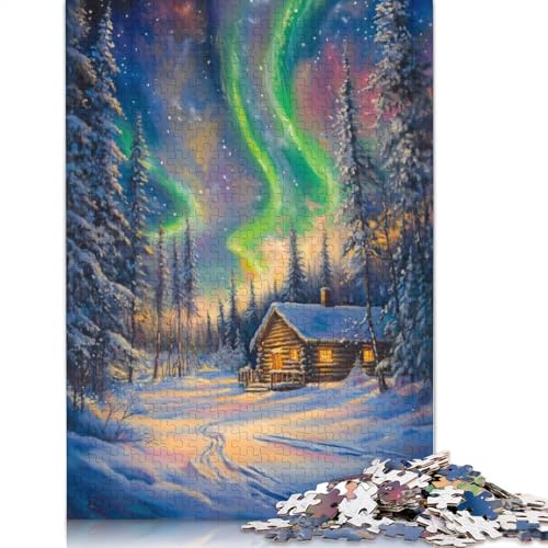 Puzzle für Erwachsene „Nordlichter-Malerei“, 520-teilig, Holzpuzzle für die Heimdekoration, 520 Teile (52 x 38 cm) von SOQWBYG