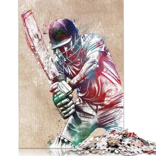 Puzzle für Erwachsene 1000 Teile Cricket-Spieler Aquarell-Kunst Puzzles für Erwachsene Holzpuzzle Spiel Herausforderung Spielzeug 1000 Teile (75x50cm) von SOQWBYG