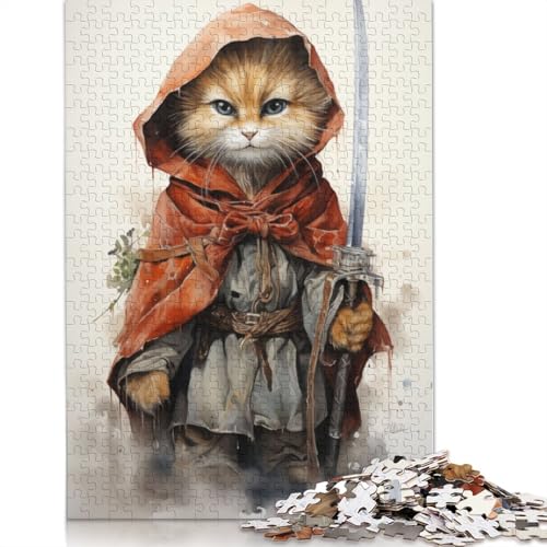 Puzzle für Erwachsene mit 1500 Teilen, Samurai-Katzen-Puzzle, schwieriges Puzzle, Lernspiele, Heimdekoration, 1500 Teile (85 x 57 cm) von SOQWBYG