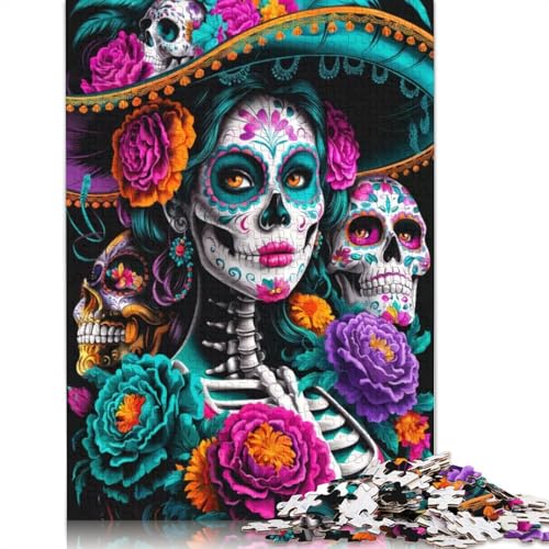 Puzzle für Erwachsene mit 1500 Teilen „Sugar Skull Woman“ - Holzpuzzle - Denksportaufgabe - Puzzle-Spielzeug - 1500 Teile (85 x 57 cm) von SOQWBYG