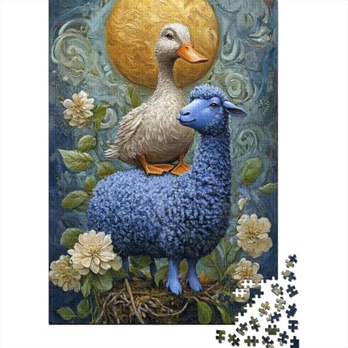 Puzzle für Erwachsene mit Ente und blauem Schaf, 1500 Teile, Puzzle für Erwachsene, Puzzle aus Holz, kreativ für Erwachsene, anspruchsvolles Spiel, 1500 Teile (85 x 57 cm) von SOQWBYG