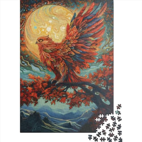 Puzzle für Erwachsene mit Eulen- und Sonnenuntergangsmotiv, 520-teiliges Puzzle für Erwachsene, Puzzle aus Holz, kreativ für Erwachsene, anspruchsvolles Spiel, 520 Teile (52 x 38 cm) von SOQWBYG