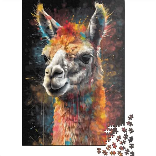 Puzzle für Erwachsene mit Lama-Malerei, 520 Teile, kreatives Holzpuzzle, Spielzeug, Dekompressionsspiele, Geschenke, 520 Teile (52 x 38 cm) von SOQWBYG