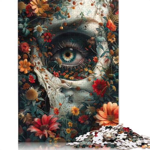 Puzzle für Erwachsene mit floralem Skelett-Totenkopf, 1500 Teile, schwieriges Puzzle für Erwachsene, anspruchsvolles Puzzle, Geschenk für Freunde und Familie, 1500 Teile (85 x 57 cm) von SOQWBYG