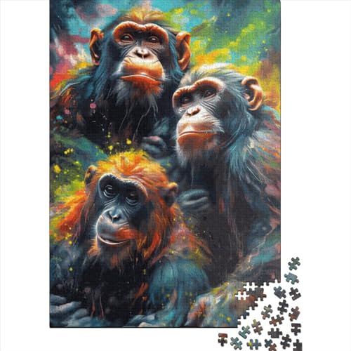 Puzzle mit Affen-Malerei, umweltfreundliche Materialien, 100% recycelte Pappe, Puzzle für Kinder und Erwachsene ab 12 Jahren, Ostergeschenke, 70 x 50 cm, 1000 Teile von SOQWBYG