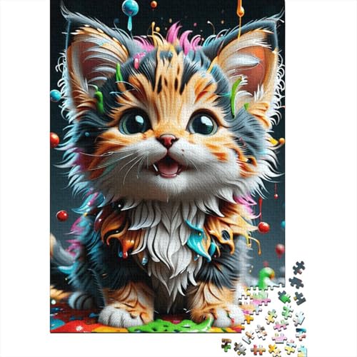 Puzzle mit Katzenbaby, herausfordernd und knifflig, aus hochwertigem Karton, Puzzle für Erwachsene und Teenager, Ostergeschenk, 38 x 26 cm, 1000 Teile von SOQWBYG