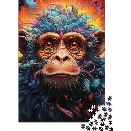 Puzzle mit Tier-Affenmotiv, freundliche Materialien, 100% recycelte Pappe, Puzzle für Frauen und Männer, einzigartiges Geschenk, 70 x 50 cm/1000 Teile von SOQWBYG