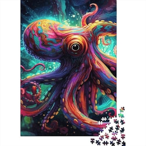 Puzzle mit Tier-Oktopus-Motiv, 1000 Teile, für Erwachsene, Lernspiele, Spielzeug, DIY, kreatives Holzpuzzle, Geschenke, 1000 Teile (75 x 50 cm) von SOQWBYG