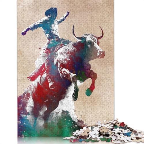 Rodeo Sport Art Puzzle 1500 Teile Puzzle Spielzeug für Erwachsene Puzzle Einzigartiges schwieriges und herausforderndes Puzzlespiel Spielzeug Geschenk 1500 Teile (85 x 57 cm) von SOQWBYG