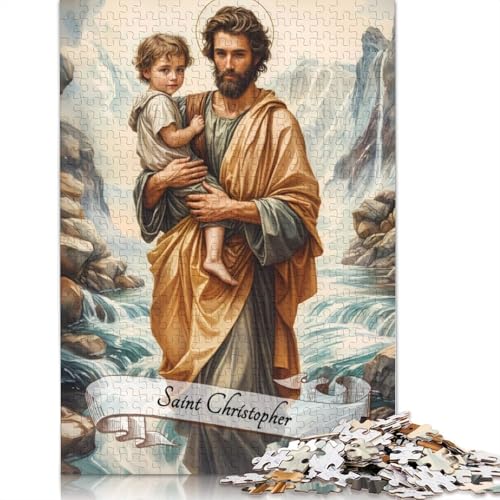 Saint Christopher Puzzle, 520-teiliges Puzzle, Holzpuzzle, Spielzeug, Familienspiel, Schwierigkeitsgrad, Herausforderung, Puzzles 520 Teile (52 x 38 cm) von SOQWBYG